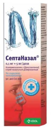 СЕПТАНАЗАЛ СПРЕЙ назал 0,1мг+5мг/доза 10мл