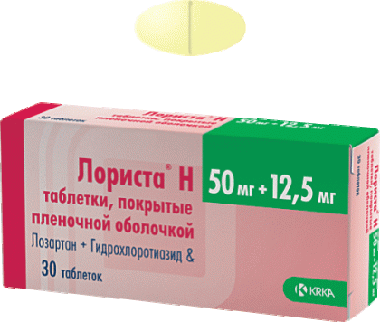 ЛОРИСТА Н таб 50мг+12,5мг N90