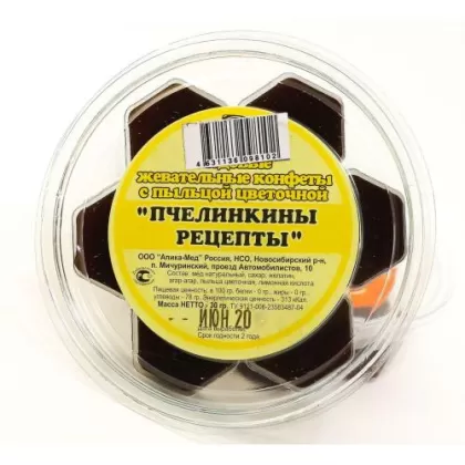 Пчелинкины рецепты конфеты жев. №7 (30г) мед+пыльца